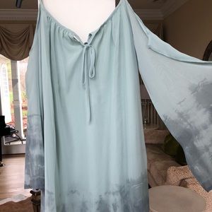 Lulus Tie Dye Mint Cold Shoulder Dress